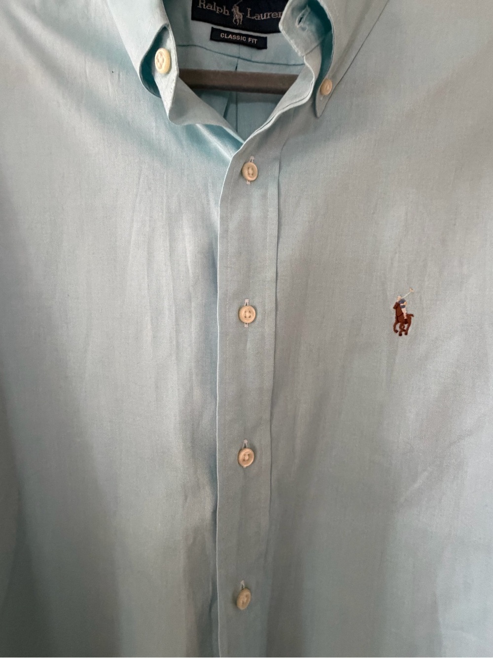 Ralph Lauren Men 16.5 34/35 Classic Fit Blue Oxford Button Down Pony Shirt - Picture 5 of 6